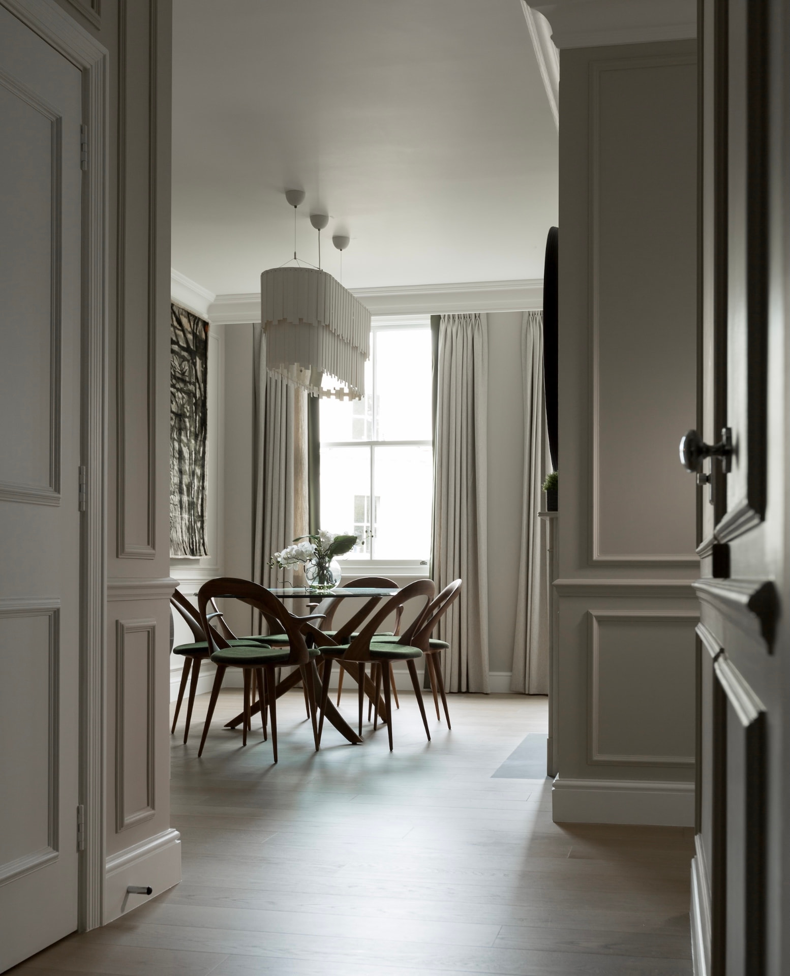Stanhope Gardens hallway opening into a dining room.